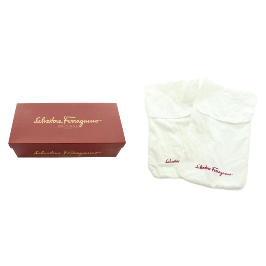 サルヴァトーレフェラガモ Salvatore Ferragamo LETIZIA パンプス スクエアトゥ ガンチーニ金具 リボン装飾 5B 22.5cm 黒 /MI ■OS レディ