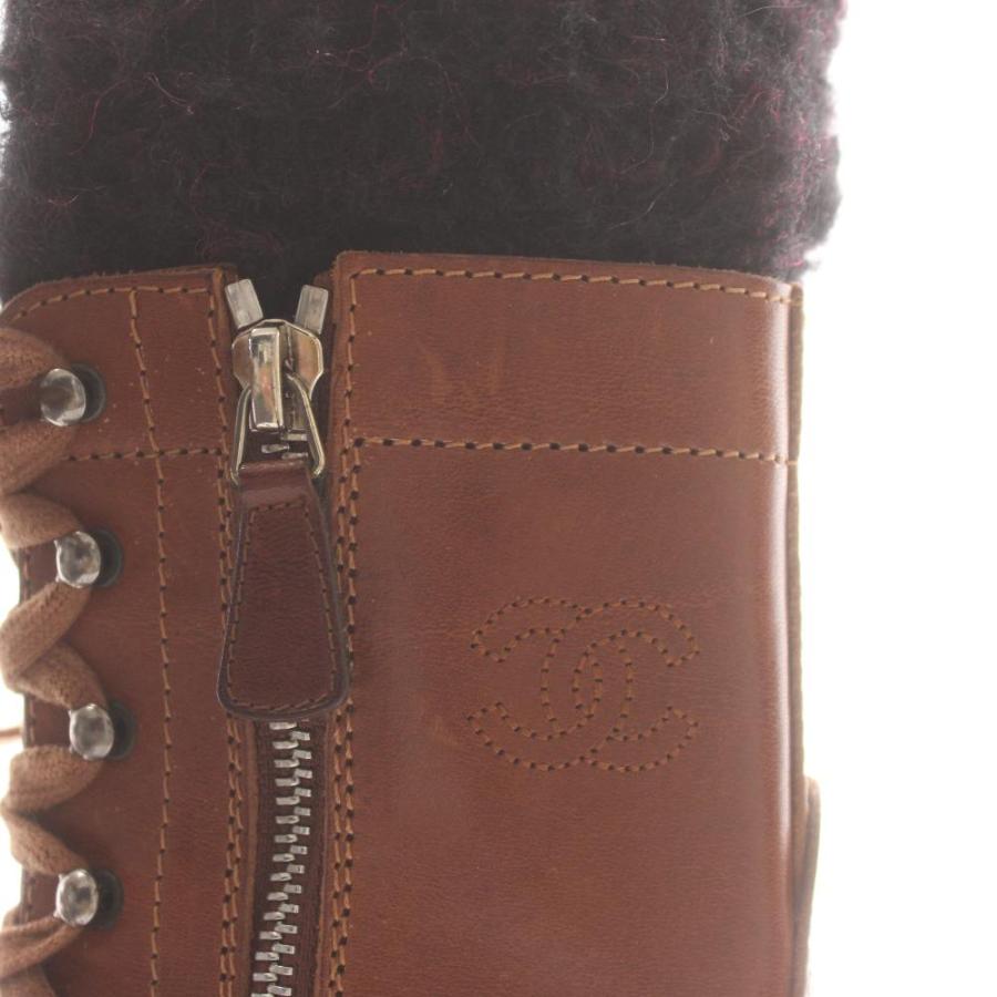 CHANEL（シャネル） レースアップ コンバットブーツ ミドル ローヒール 