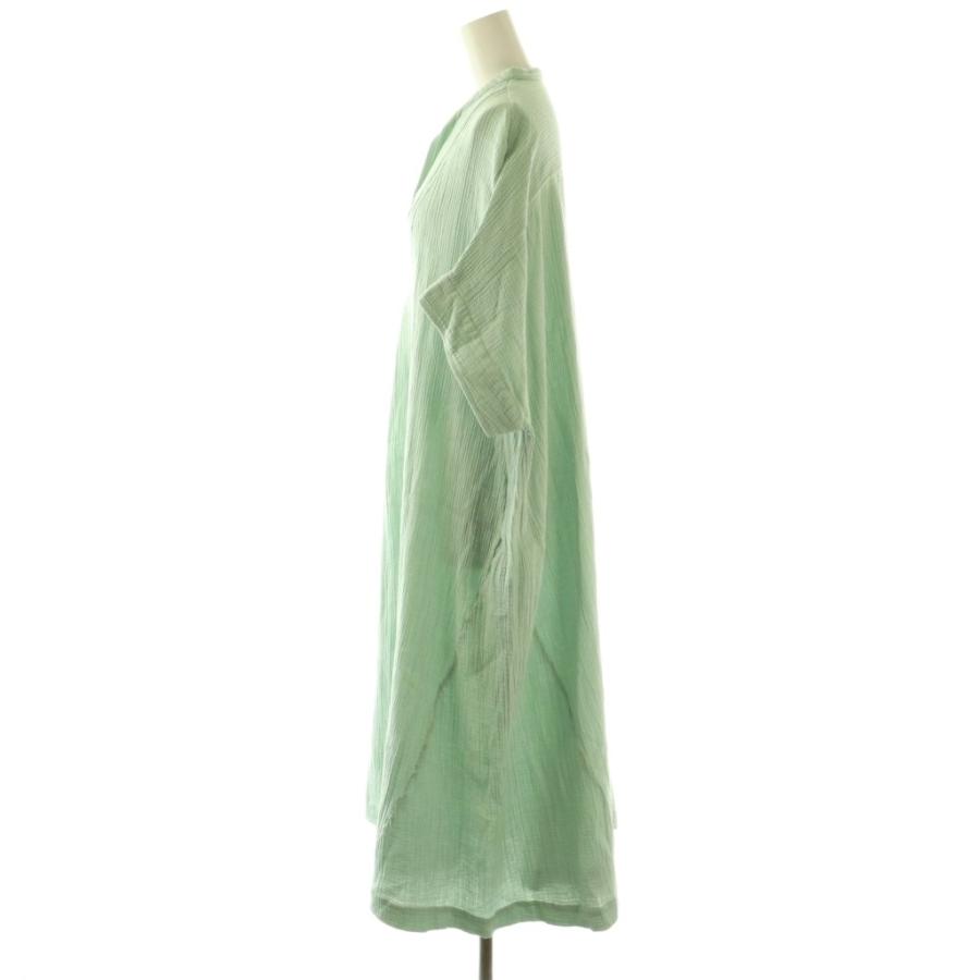 美品 ヌキテパ 半袖Vネック ワンピース ミントカラー ヌキテパ NE QUITTEZ PAS! 24AW Double Gauze Big Shirts Dress