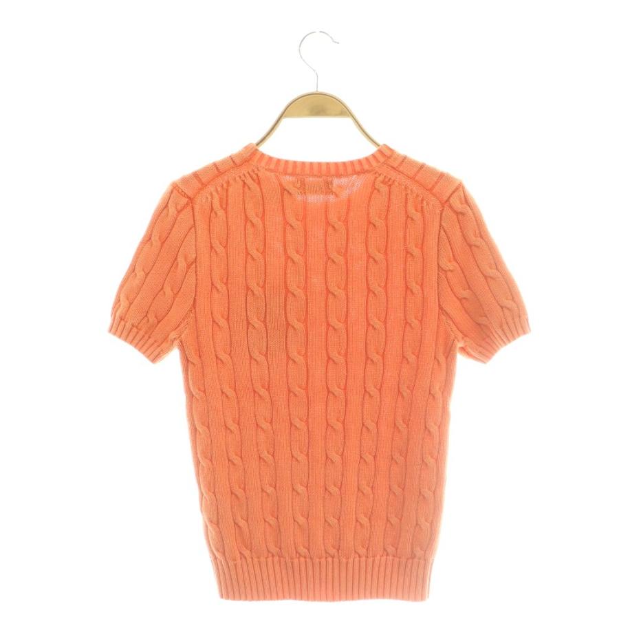 ■Polo by Ralph Lauren オレンジケーブルニット 半袖 XS ポロ ラルフローレン POLO RALPH LAUREN 半袖 ケーブルニット セーター