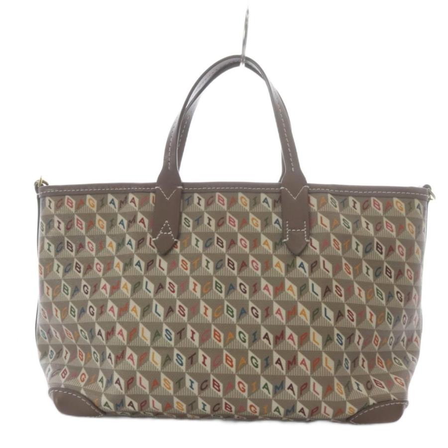 アニヤハインドマーチ ANYA HINDMARCH I AM A PLASTIC Bag マルチポケット トートバッグ ショルダーバッグ 2way ブラウン /YO25 レディースの画像