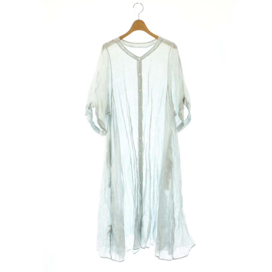ネストローブ nest Robe リネン ワンピース ロング 五分袖 F ライト 
