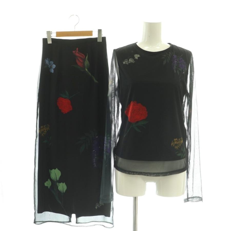 新品タグ付き 即完売モデル Ameri VINTAGE アマンダ花柄トップス 黒 アメリヴィンテージ Ameri VINTAGE 24AW AMANDA SHEER SET DRESS