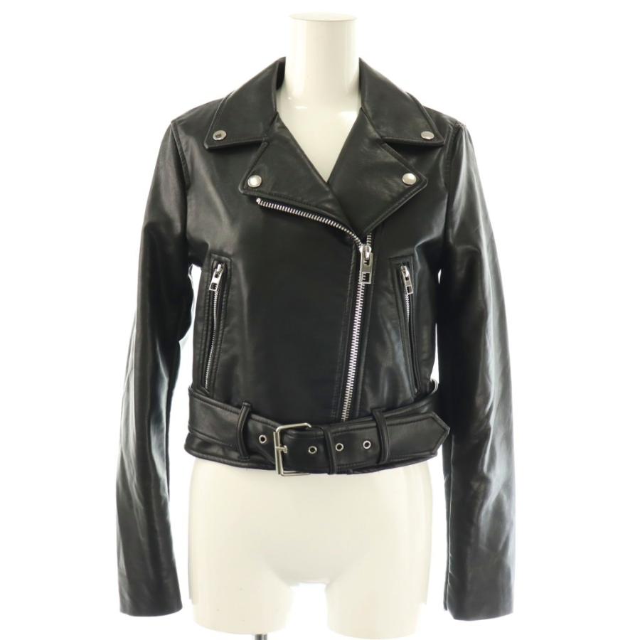 ZARA（ザラ） エコレザー ライダースジャケット ダブル アウター XS 黒