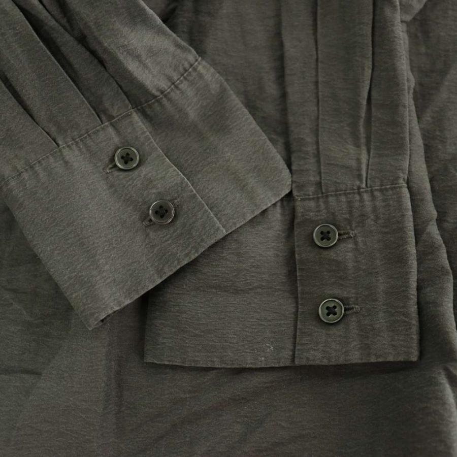 プラステ PLST 24AW シアーフリルブラウス 長袖 バンドカラー M グレー 