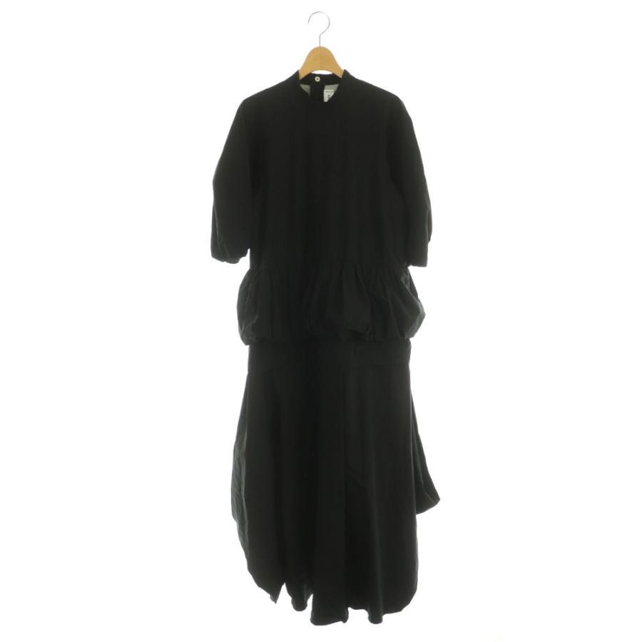 nagonstans tuck drape shirt dress ブラック ナゴンスタンス nagonstans 24AW tuck gather flare dress ワンピース