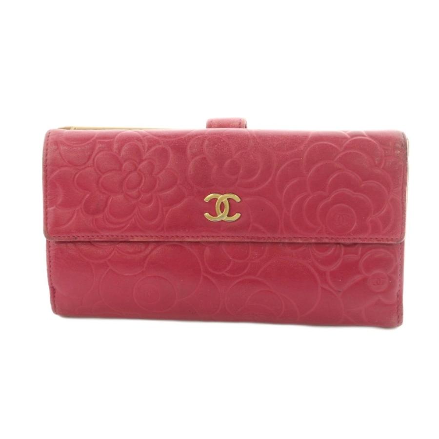 CHANEL（シャネル） カメリア Wホック 長財布 二つ折り ラムレザー 