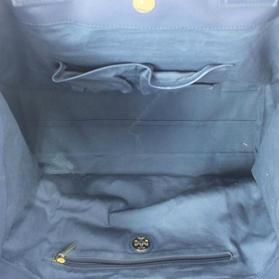 TORY BURCH（トリーバーチ） トートバッグ 青 ブルー ロゴ 光沢素材