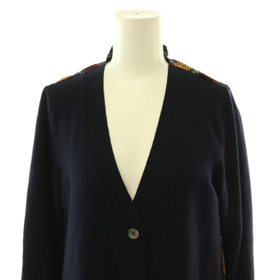 サカイ sacai バックプリーツ カーディガン ニット 長袖 2 ネイビー 