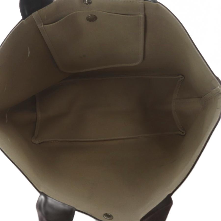 エルベシャプリエ Herve Chapelier 705GP コーテッドキャンバススクエアトートA4サイズ L グレー ブラウン /YO26 レディースの画像