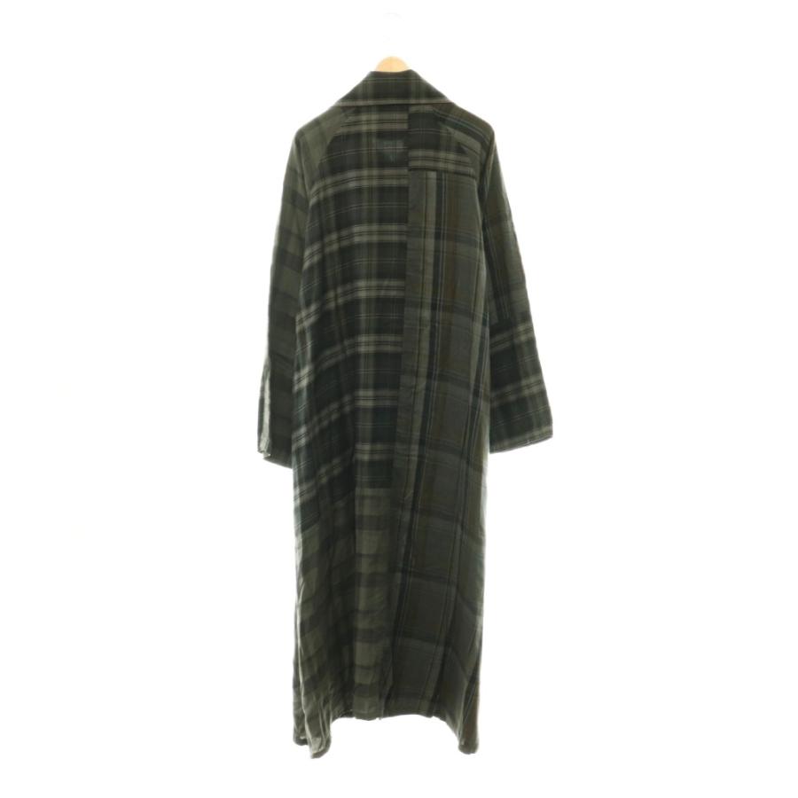 ワイズ Y's ヨウジヤマモト TWILL CHECKED RAGLAN A LINE DRESS ワンピース チェック Aライン 長袖 ロング 1 グレー /HS ■OS ■SH レディの画像