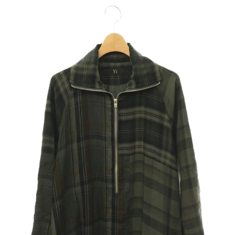ワイズ Y's ヨウジヤマモト TWILL CHECKED RAGLAN A LINE DRESS ワンピース チェック Aライン 長袖 ロング 1 グレー /HS ■OS ■SH レディの画像