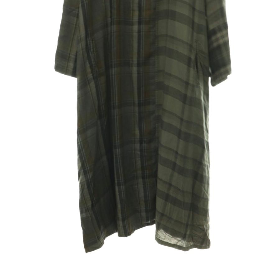 ワイズ Y's ヨウジヤマモト TWILL CHECKED RAGLAN A LINE DRESS ワンピース チェック Aライン 長袖 ロング 1 グレー /HS ■OS ■SH レディの画像