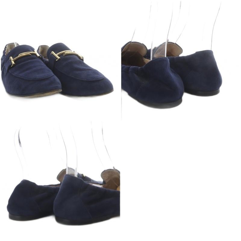 美品】TOD'S トッズ ダブルT スエード ローファーネイビー37保存袋付き