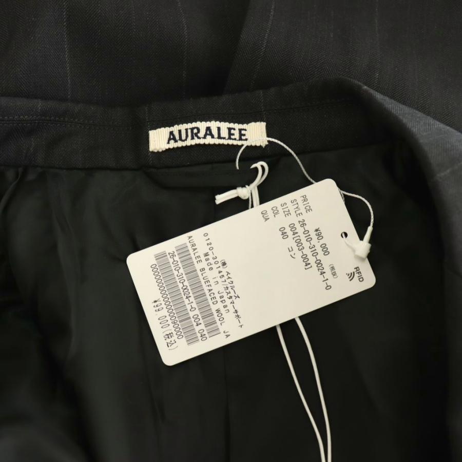 未使用品 オーラリー BLUEFACED WOOL JACKET ジャケット テーラード 総裏地 4 チャコールブラック オフホワイト A26SJ01BA /DO ■OSの画像