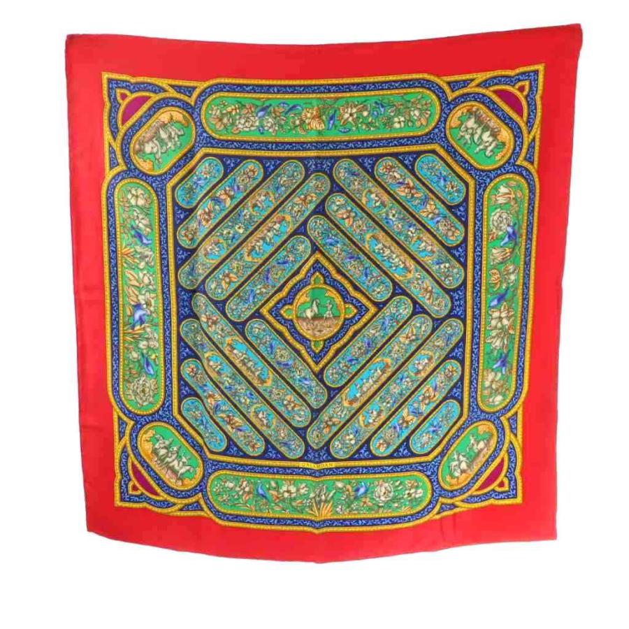 HERMES カレ90 QALAMDAN スカーフ HERMES（エルメス） HERMES QALAMDAN カレ90 スカーフ シルク 総柄 赤