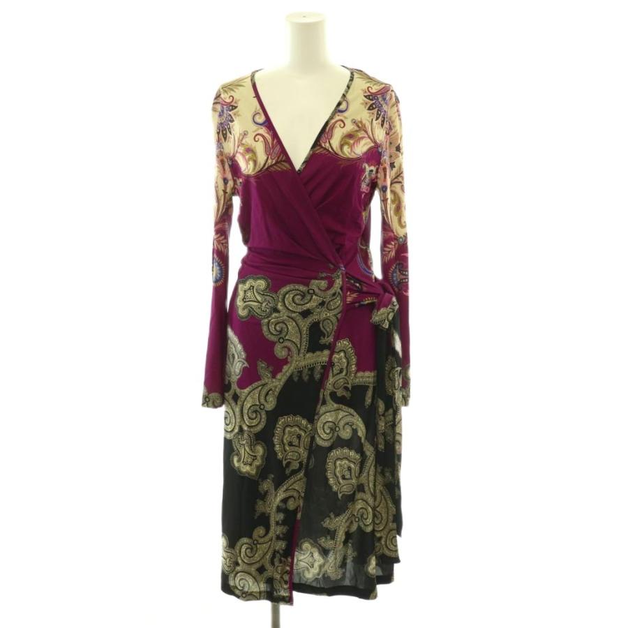 ETRO エトロ　ロングワンピース ペイズリー柄　ホルターネック　ドレス　42 ETRO（エトロ） ペイズリー柄カシュクールワンピース 長袖 ロング 42