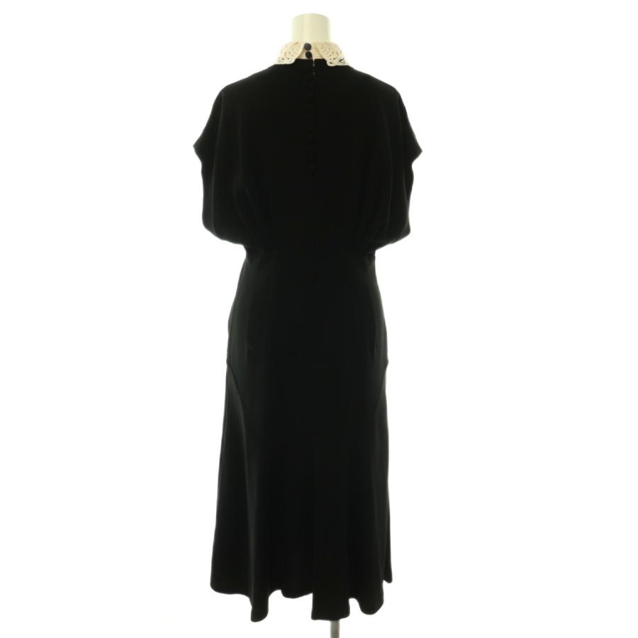 マメクロゴウチ MM18SS-DR003 Silk Lace Collar A-Line Dress ワンピース マーメイド 付け襟 2 ブラック アイボリー /ES ■OSの画像