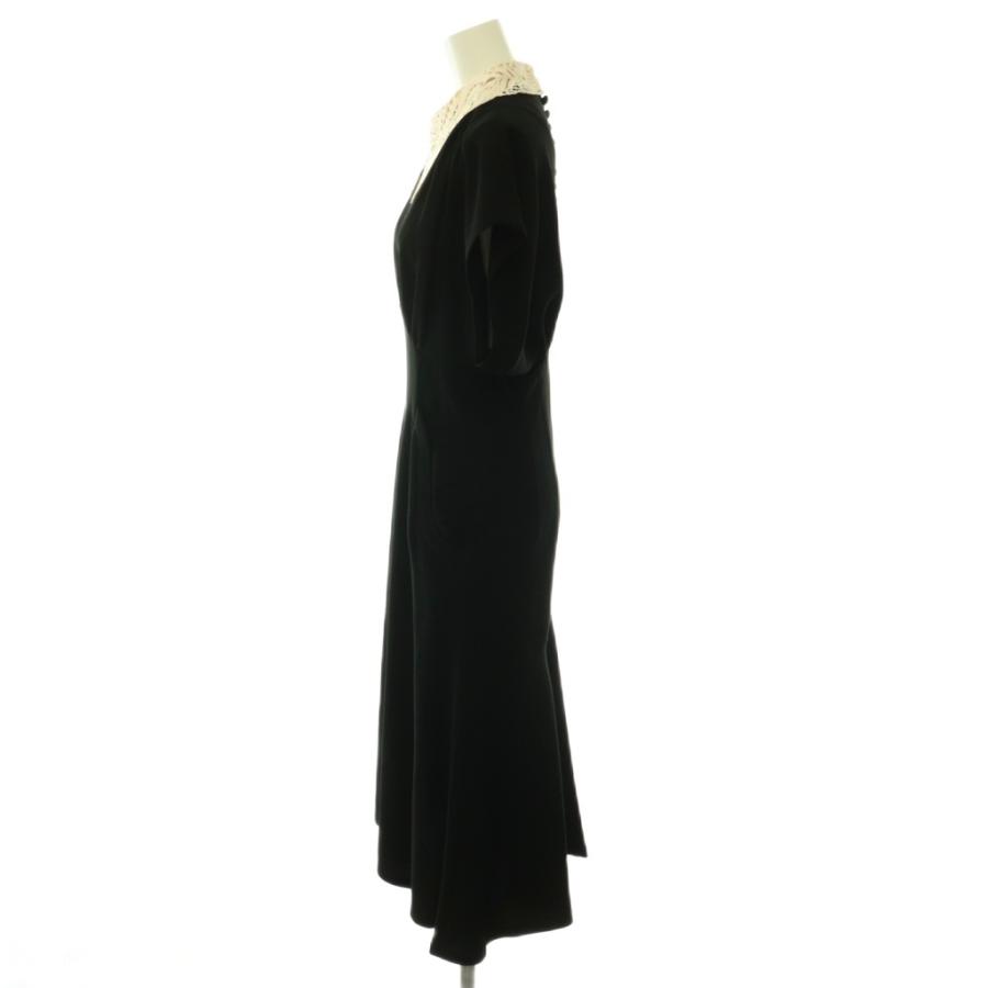 マメクロゴウチ MM18SS-DR003 Silk Lace Collar A-Line Dress ワンピース マーメイド 付け襟 2 ブラック アイボリー /ES ■OSの画像
