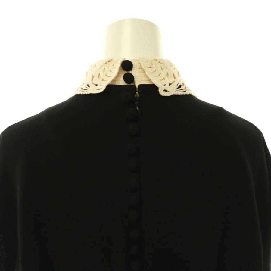 マメクロゴウチ MM18SS-DR003 Silk Lace Collar A-Line Dress ワンピース マーメイド 付け襟 2 ブラック アイボリー /ES ■OSの画像