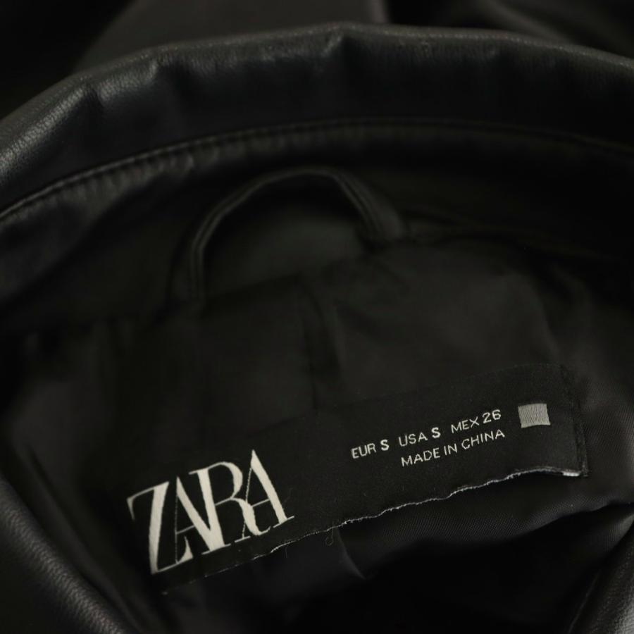 ZARA（ザラ） フェイクレザージャケット シャツジャケット S ブラック