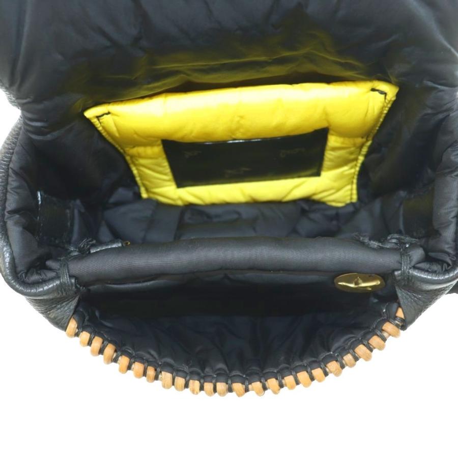 エバゴス EBAGOS フニュシュリンク・ボディバッグS ショルダーバッグ フラップ レザー 黒 ベージュ /MI ■OS レディースの画像