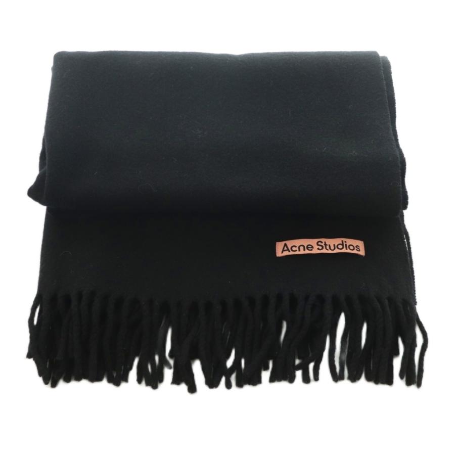 Acne Studios 黒 フリンジ マフラー アクネ ストゥディオズ Acne Studios ストール ウール フリンジ 200