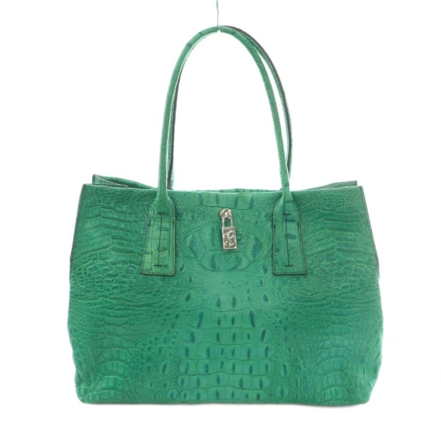 FURLA（フルラ） トートバッグ レザー クロコ型押し 緑 /MI □OS 
