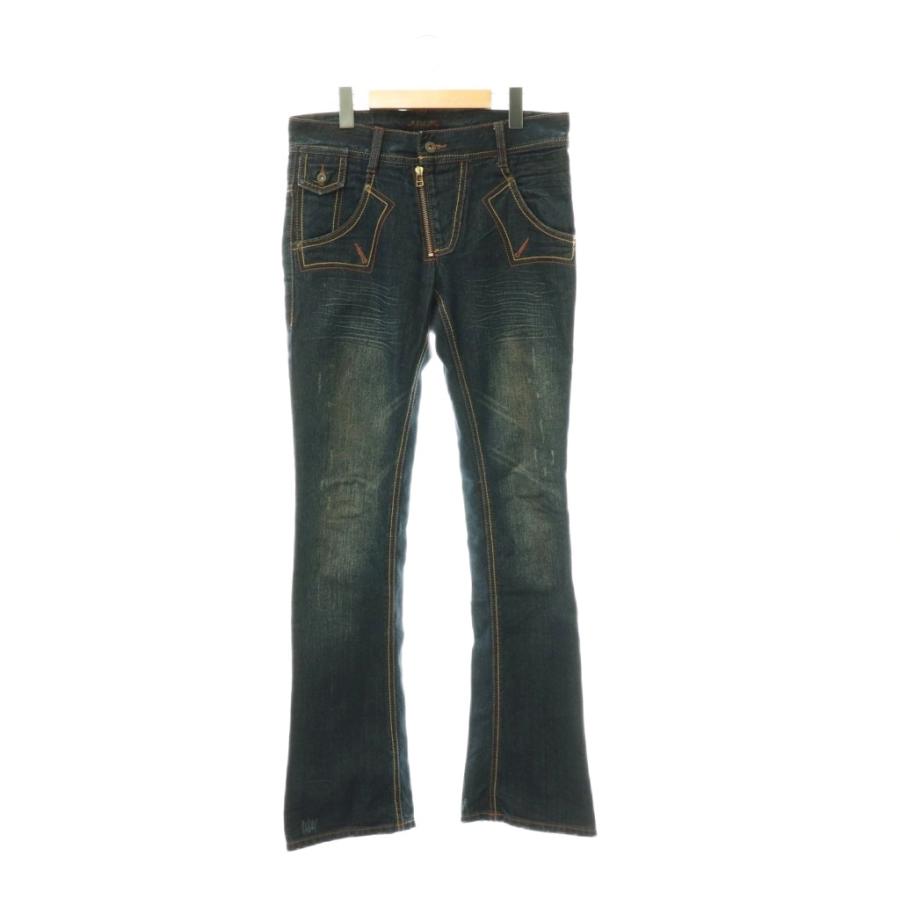 MORGAN HOMME ストライプ ブーツカットデニム モルガンオム MORGAN 