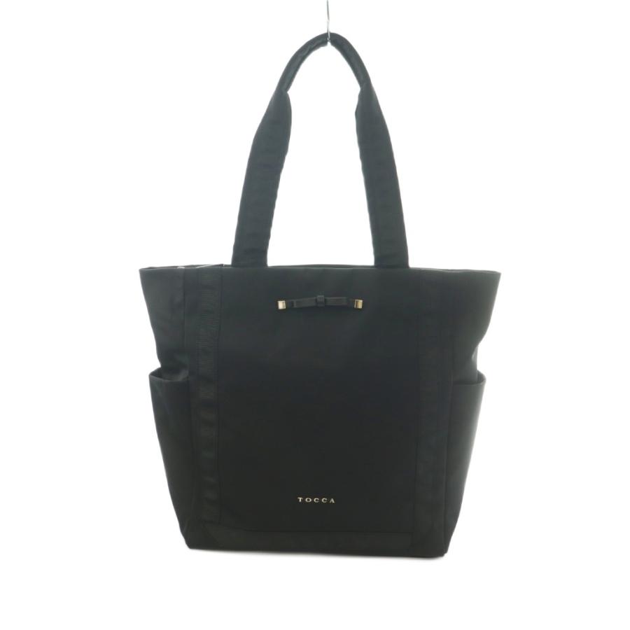 ★未使用品★ TOCCA トッカ リボン ナイロン トートバッグ ブラック トッカ TOCCA トートバッグ リボン ナイロン 黒 /MI □OS レディース