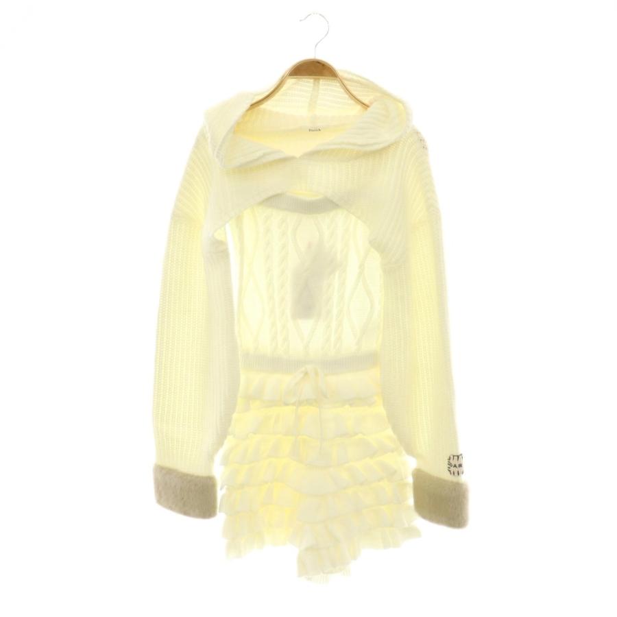 未使用品 ダーリッチ Darich 25AW フリルニットコンビネゾン セット ショートフーディー ニット 長袖 Free-L 白 ホワイト 112544001 /HS ■