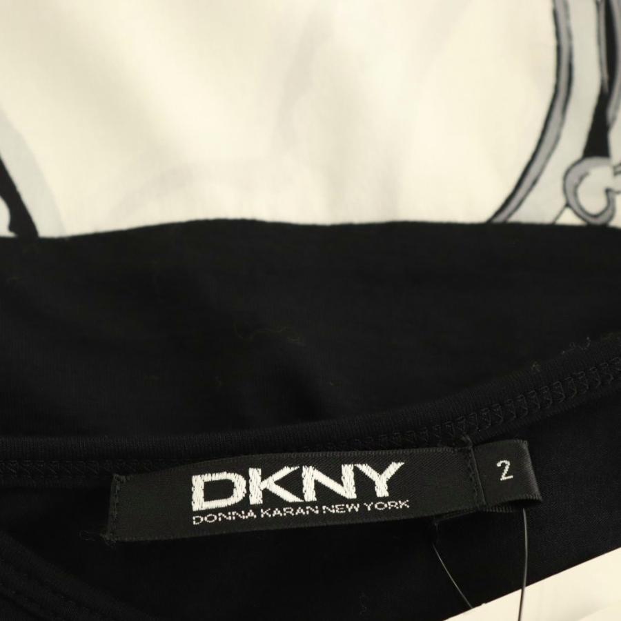 ダナキャランニューヨーク DKNY 柄 切替 ノースリーブ ワンピース 