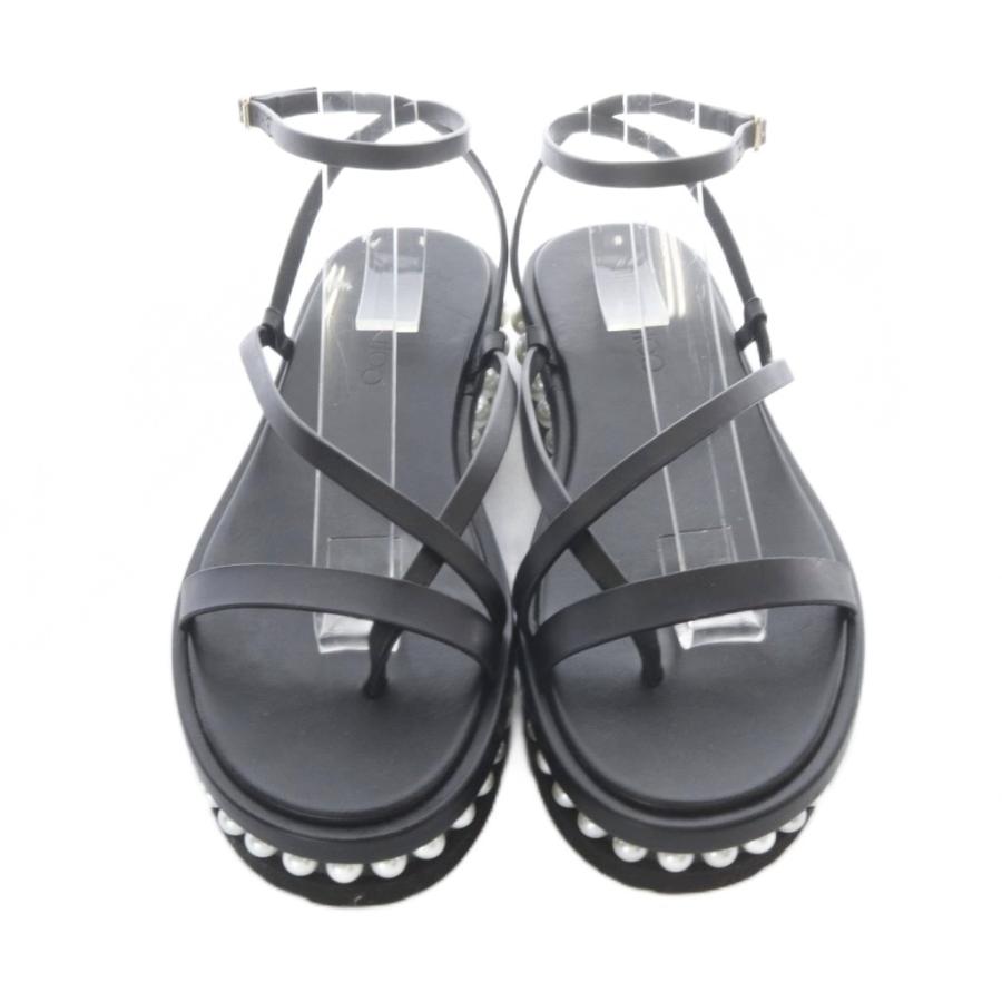 ジミーチュウ JIMMY CHOO PINE FLAT パール サンダル ストラップ 39 黒 