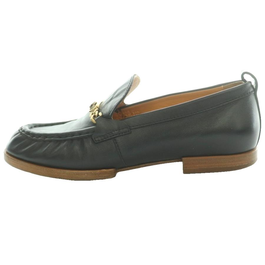 トッズ TOD'S Tチェーン タイムレス ローファー レザー チェーン 36 黒