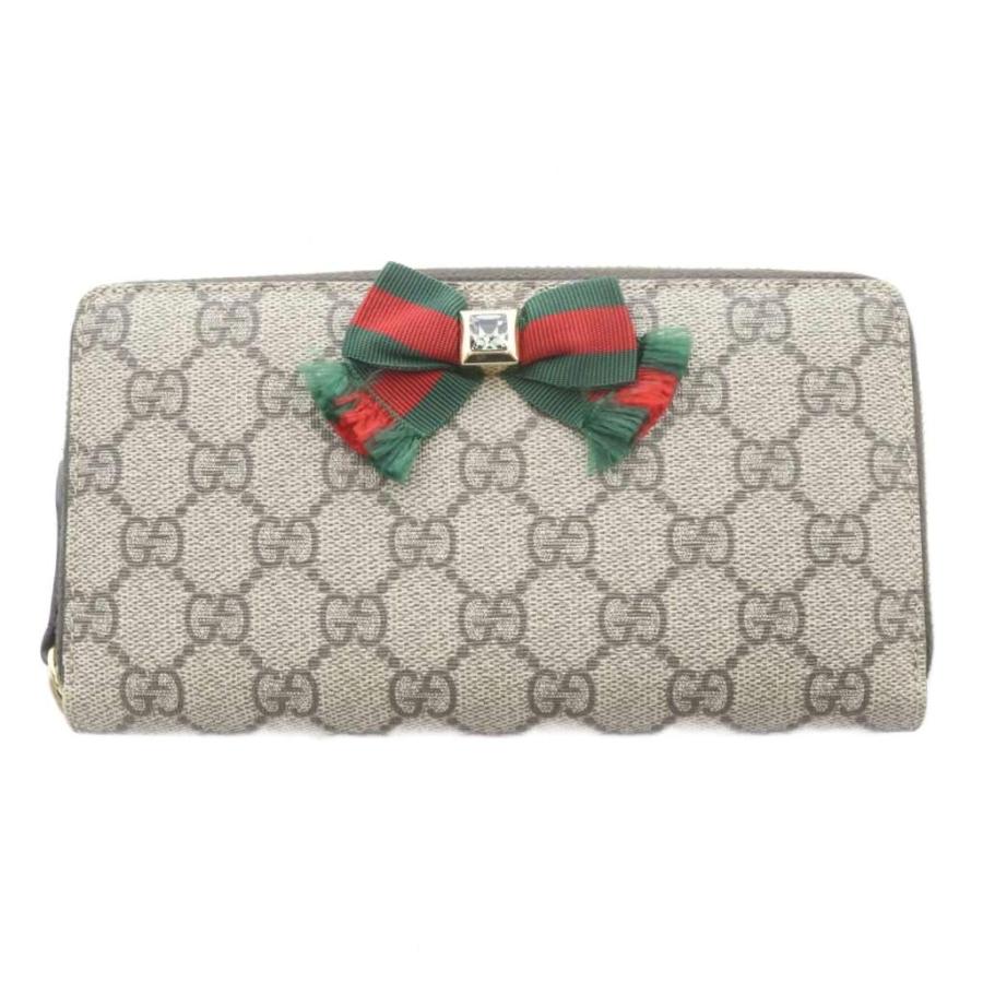 GUCCI（グッチ） GUCCI GGスプリーム ラウンドファスナー 長財布 茶色