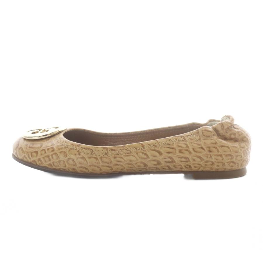 TORY BURCH（トリーバーチ） 型押し フラットパンプス ロゴ 6M 茶色