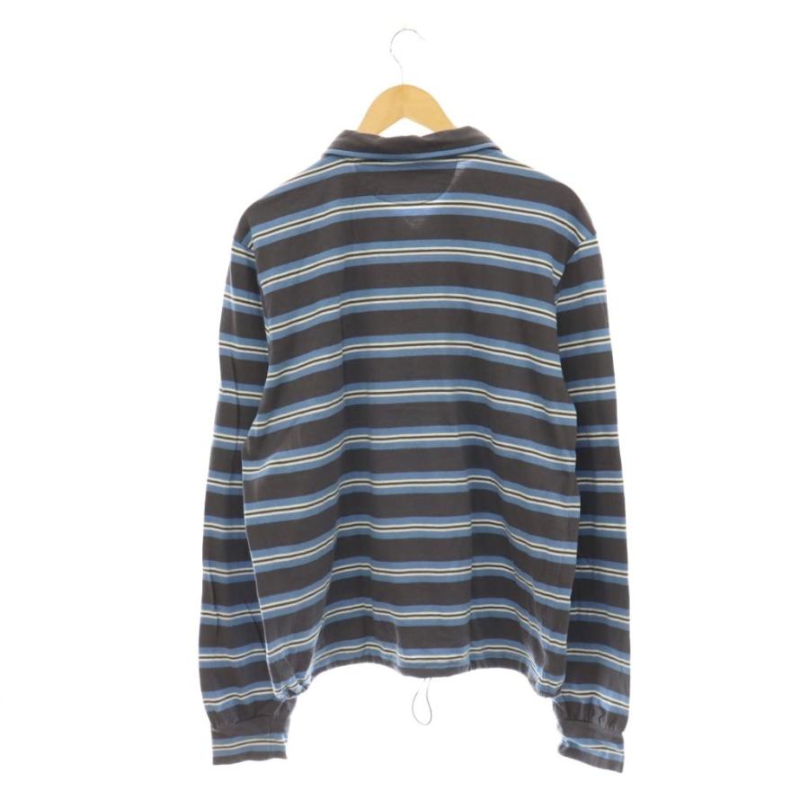 glowny 青 ストライプ 長袖ポロシャツ グロウニー GLOWNY TERRY PK LONG SLEEVE カットソー ポロシャツ