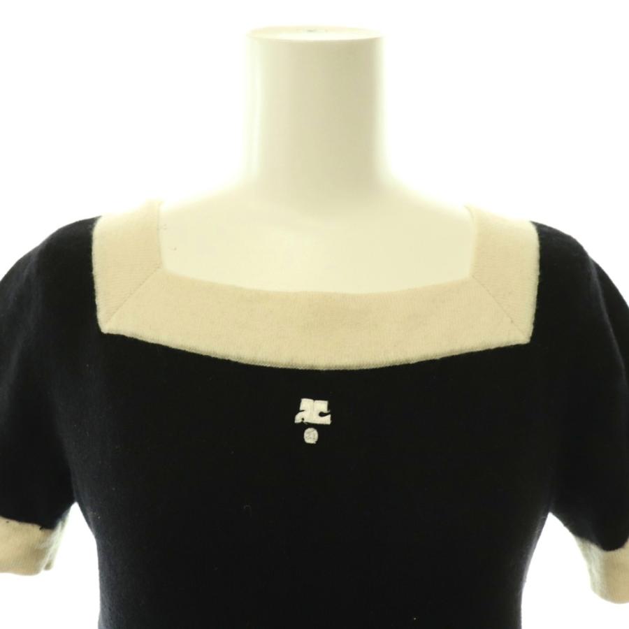 クレージュ courreges ロゴ スクエアネック ニット セーター カシミヤ