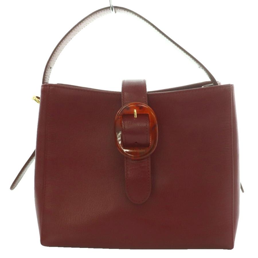 坂2602-1072 marie claire ハンドバッグ レッド レザー マリクレール MARIE CLAIRE レザーハンドバッグ バックル ボルドー /SS