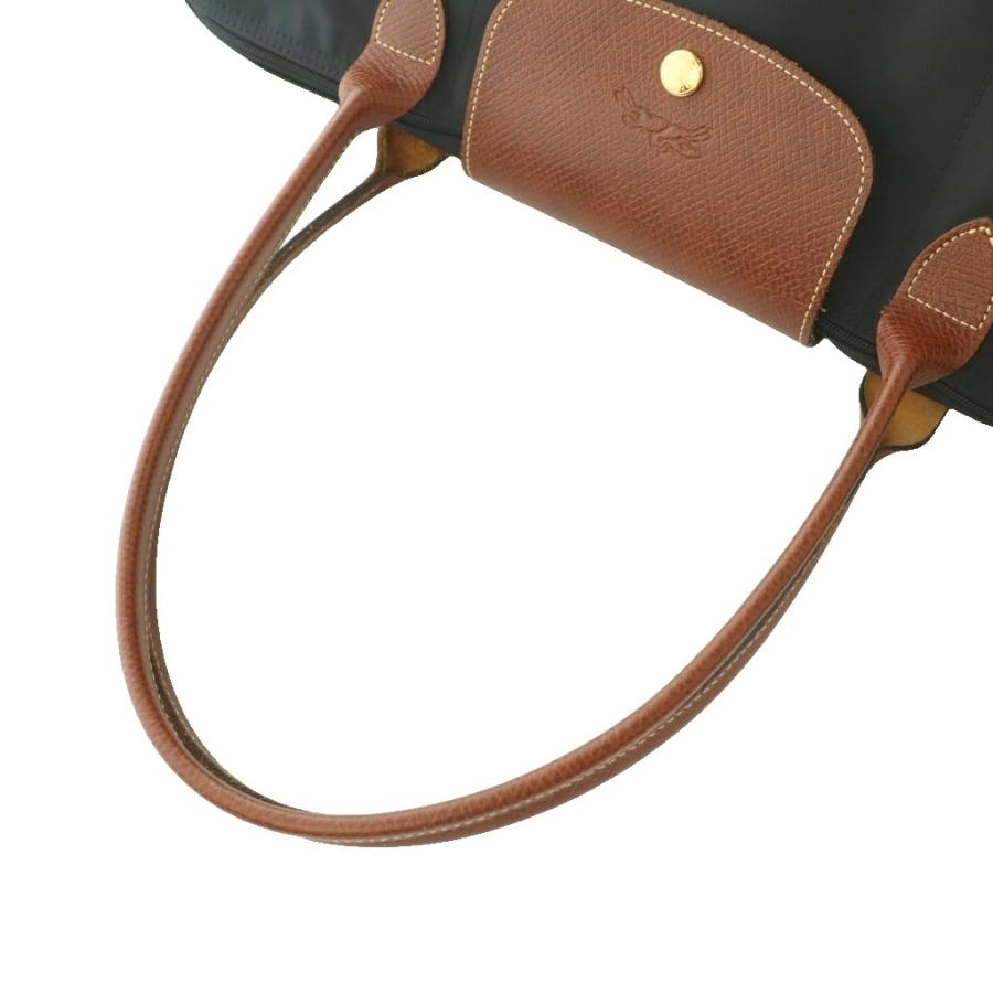 【極美品】ロンシャン ルプリアージュ M ブラック ブラウン ナイロン レザー LONGCHAMP（ロンシャン） ルプリアージュ SHOPPING トートバッグ