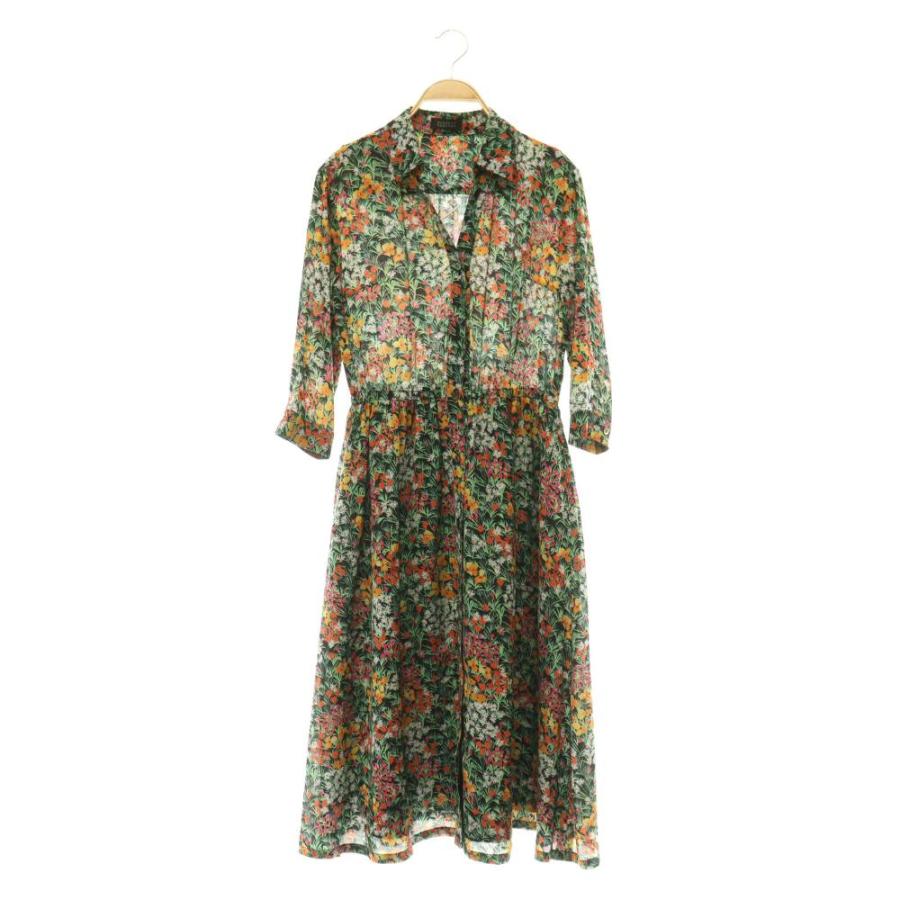バーニーズニューヨーク BARNEYS NEW YORK フラワーシャツワンピース 