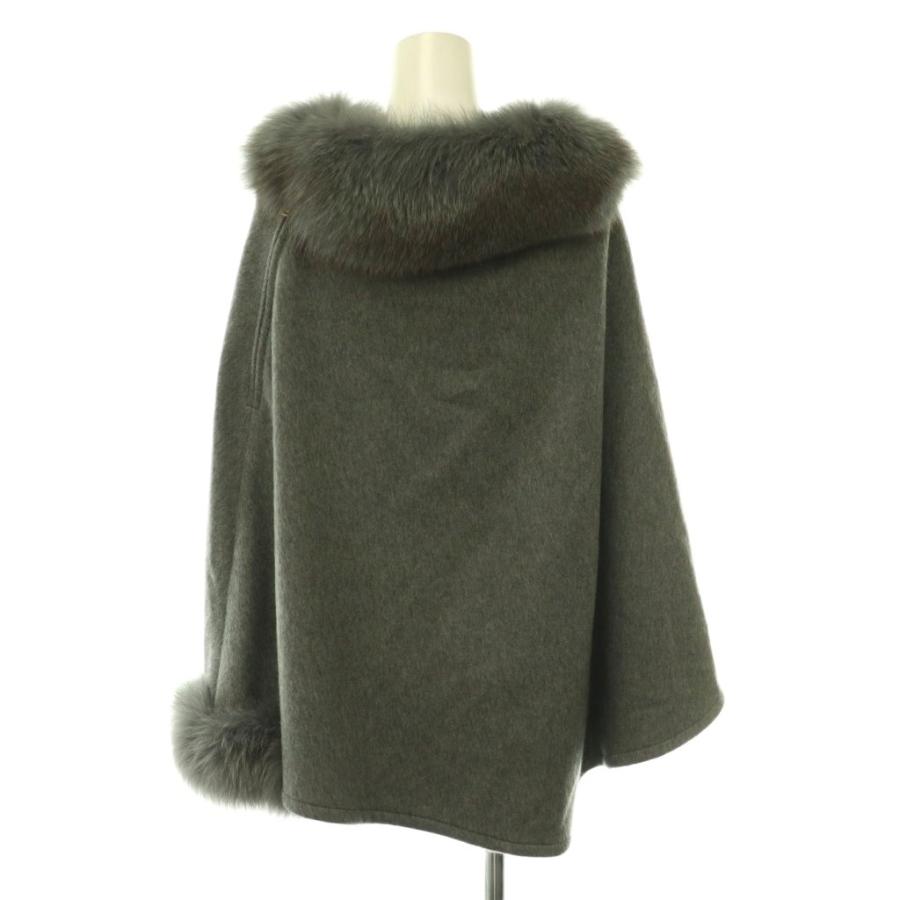 美品✨Diagram カシミヤ×FOXファー フードケープ ポンチョ グレー F Max Mara（マックスマーラ） 未使用品 フォックスファーカシミヤケープ