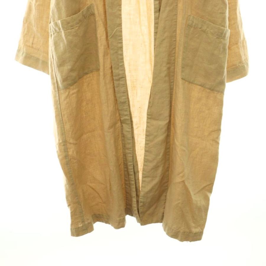 美品 ネストローブ 日本製 リネン ショールカラー ロングコート 羽織りベージュ ネストローブ nest Robe リネンノーカラーロングコート スプリング
