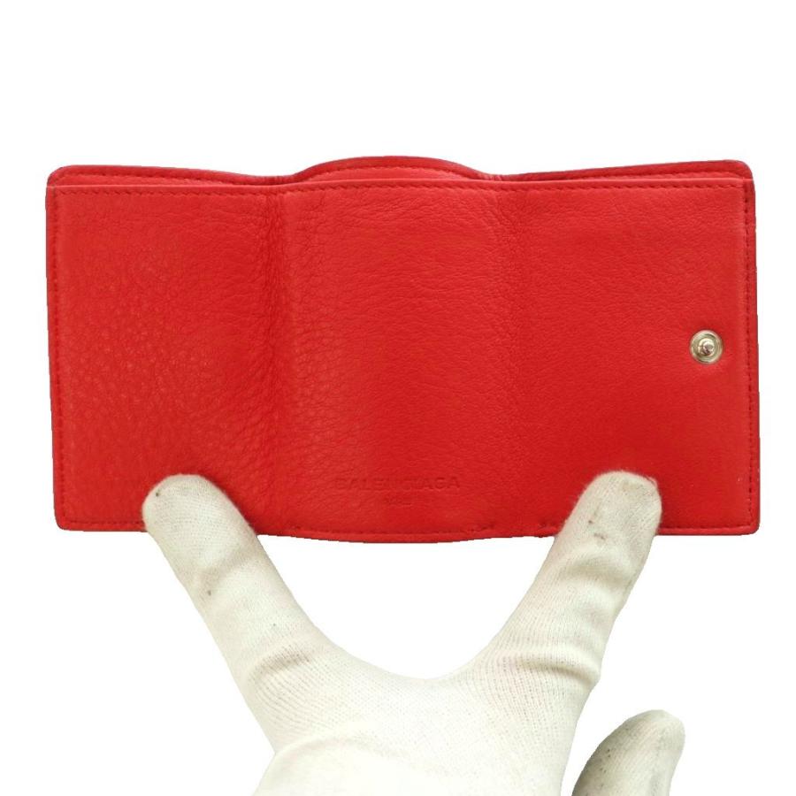 美品 バレンシアガ ペーパー ミニウォレット 三つ折り財布 レッド 赤 BALENCIAGA（バレンシアガ） ペーパーミニウォレット コンパクト 三
