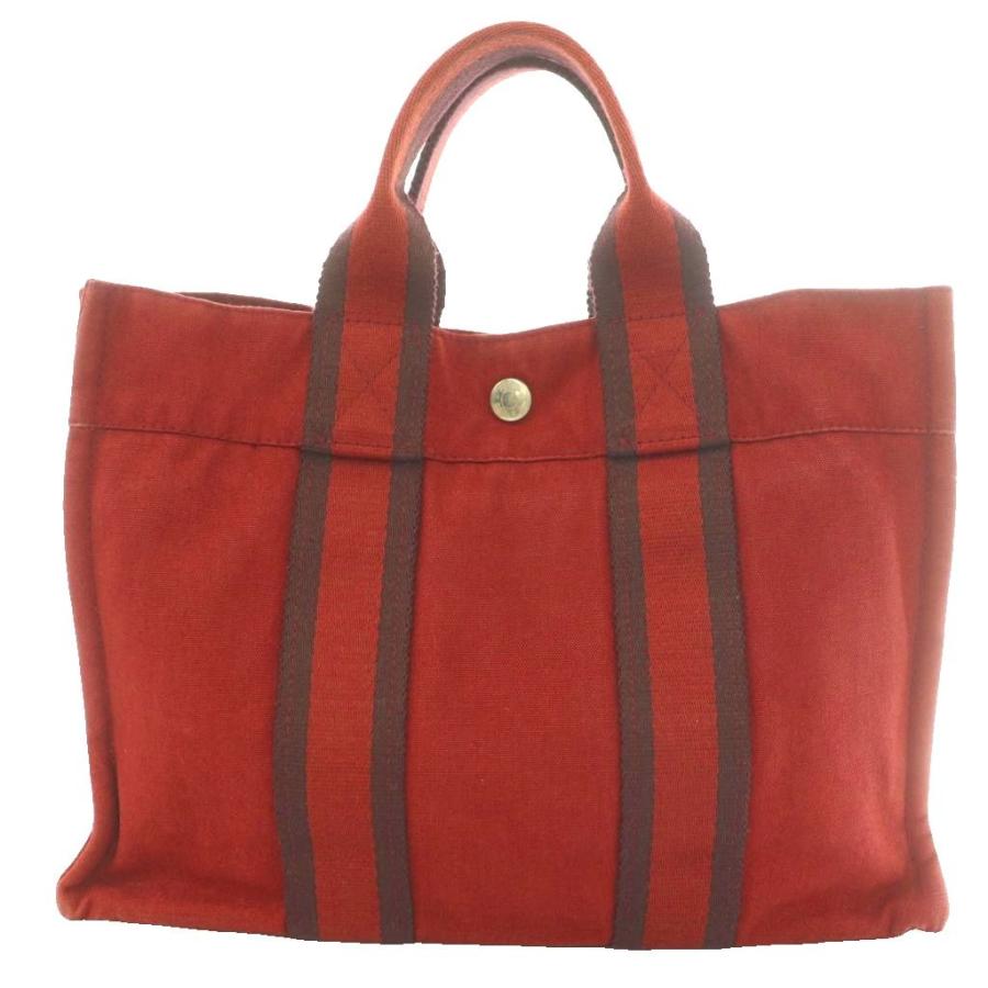 HERMES（エルメス） フールトゥ PM トートバッグ ハンド キャンバス 赤
