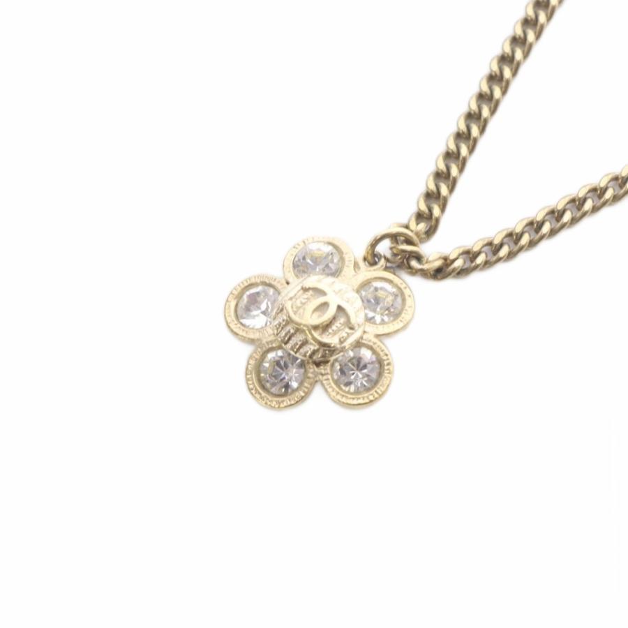 CHANEL ココマーク ネックレス ゴールドカラー CHANEL（シャネル） フラワー ラインストーン ココマーク ネックレス