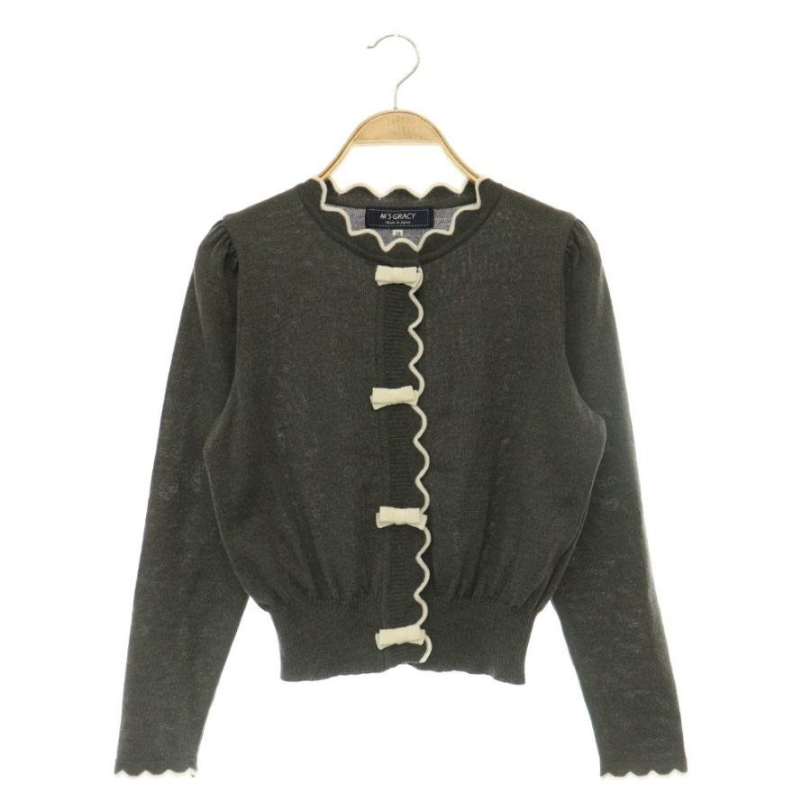 エムズグレーシースカラップカーディガン エムズグレイシー M'S GRACY 25AW スカラップリボンニットカーディガン