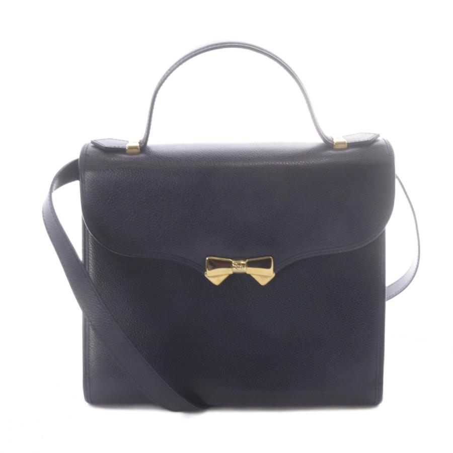 ニナリッチ NINA RICCI 2WAYハンドバッグ レザー ショルダーバッグ 紺 