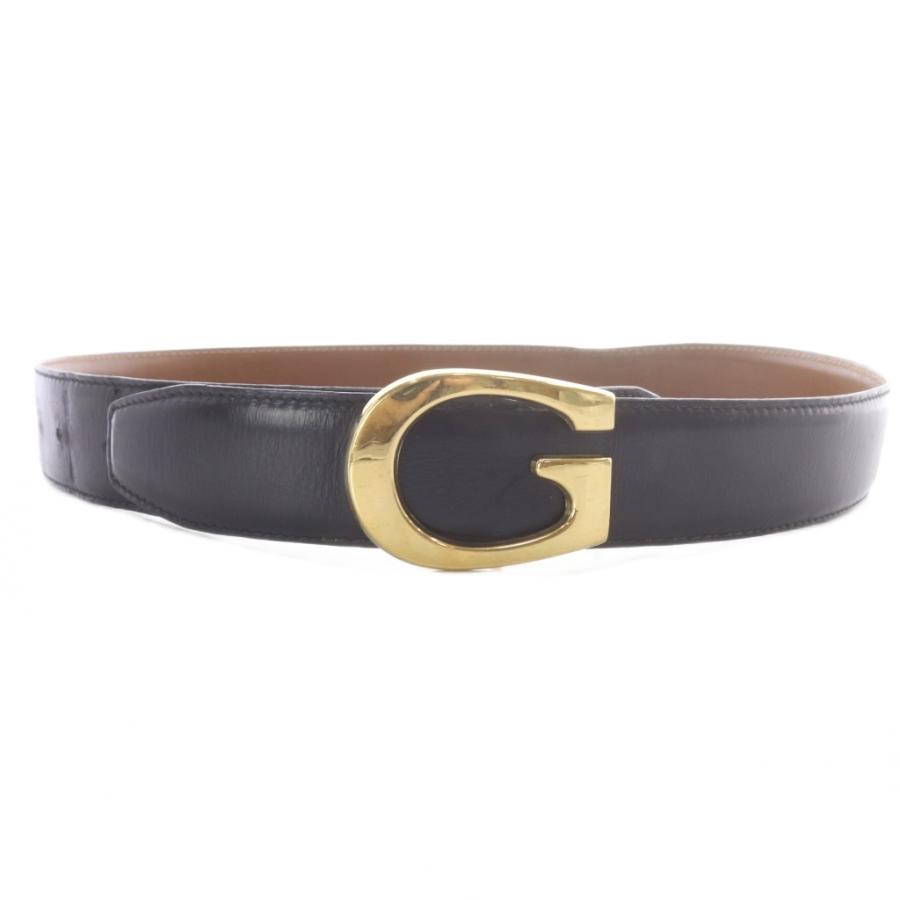 GUCCI グッチ Gバックルベルトレザー ロゴ #70、28黒ブラックゴールド GUCCI（グッチ） GUCCI Gバックル レザーベルト 70/28 黒 ブラック 036