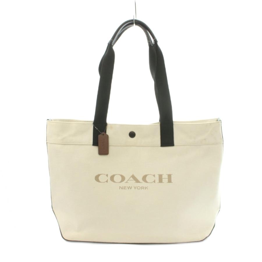 COACH（コーチ） ロゴ キャンバストートバッグ バイカラー アイボリー 